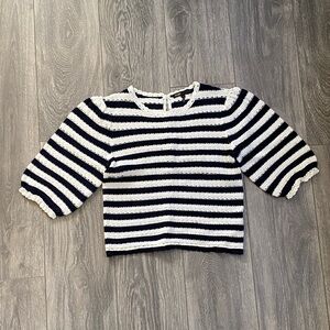 Maje - Black & White Striped Knit Blouse - Size 1